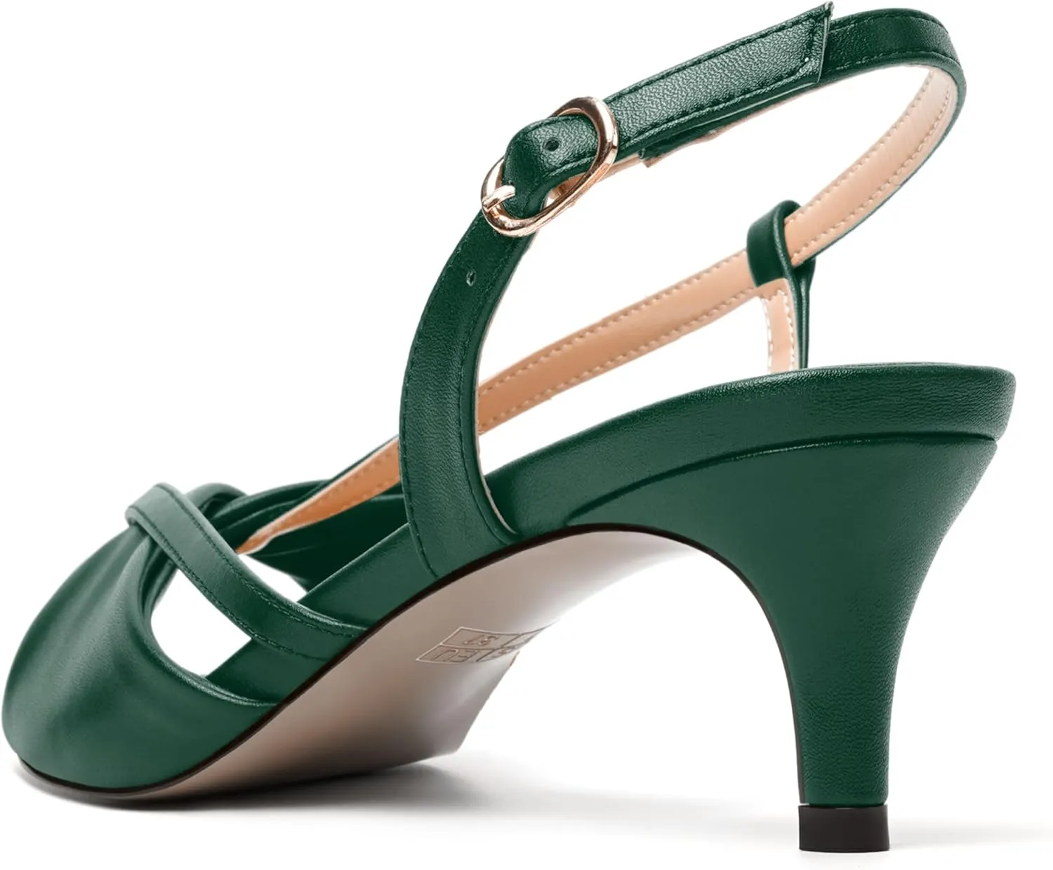 MODENCOCO Womens Stylish Buckle Dress Bridal Open Toe Slingback Matte Kitten Low Heel Heeled Sandals 2 Inch