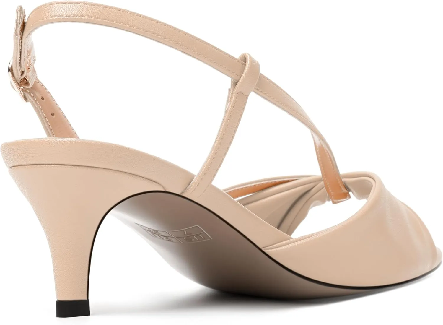 MODENCOCO Womens Stylish Buckle Dress Bridal Open Toe Slingback Matte Kitten Low Heel Heeled Sandals 2 Inch