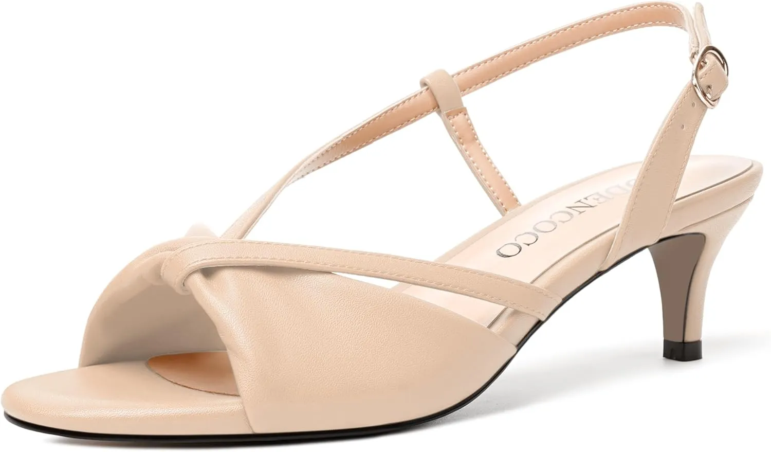 MODENCOCO Womens Stylish Buckle Dress Bridal Open Toe Slingback Matte Kitten Low Heel Heeled Sandals 2 Inch