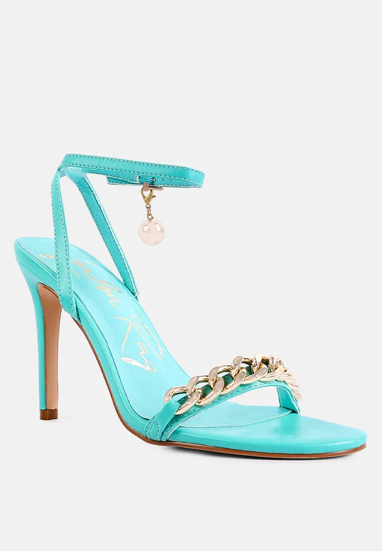 mooning high heeled metal chain strap sandals