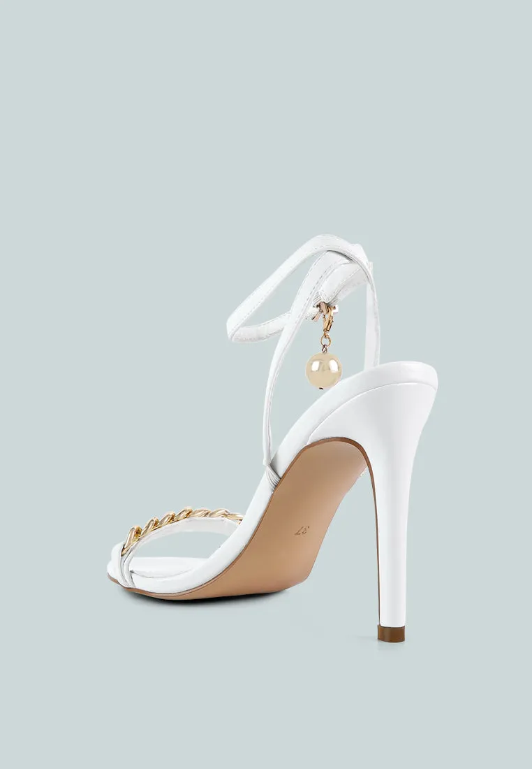 mooning high heeled metal chain strap sandals