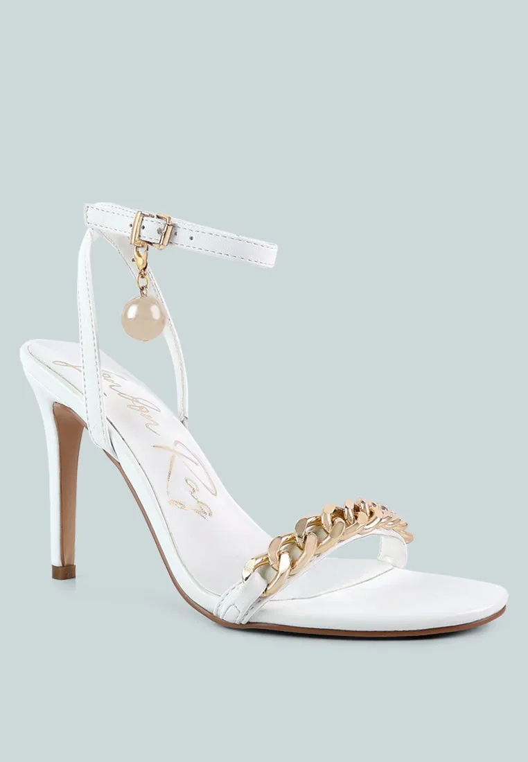 mooning high heeled metal chain strap sandals