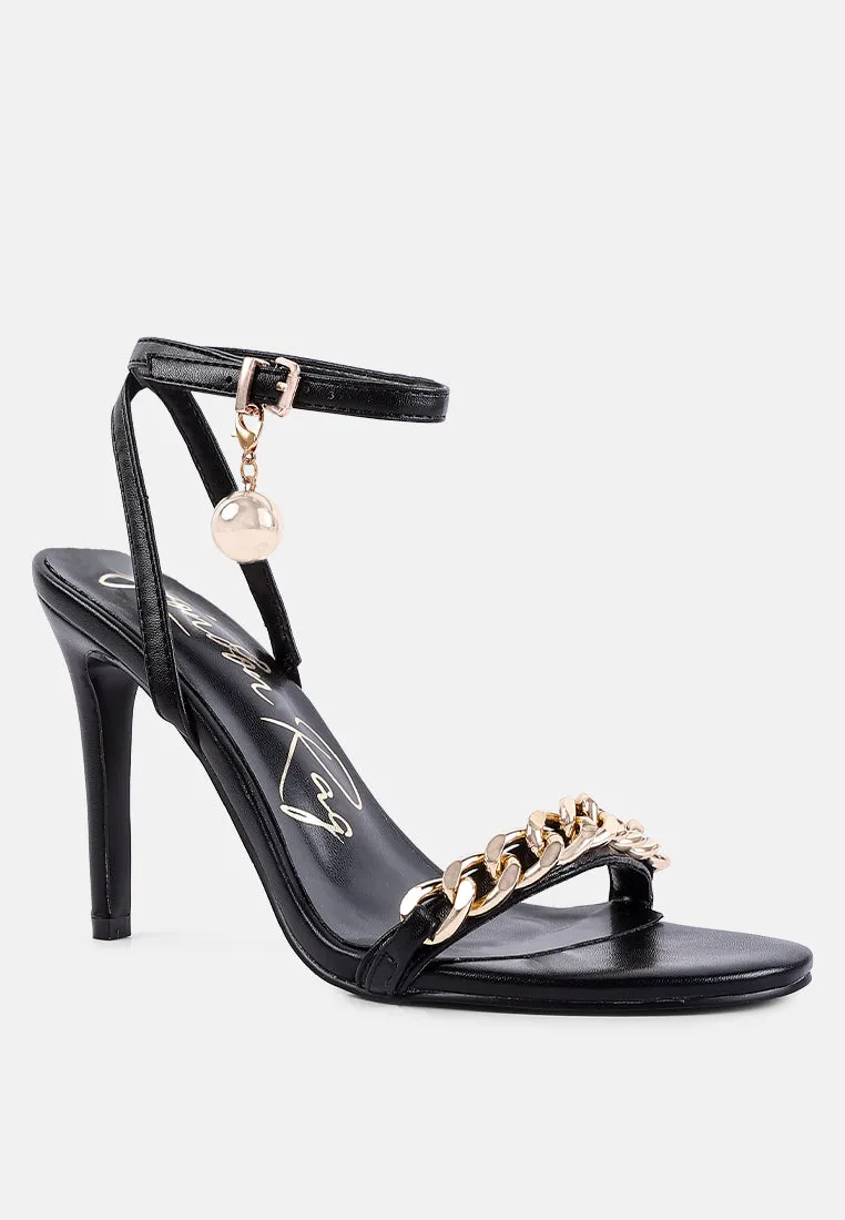 mooning high heeled metal chain strap sandals