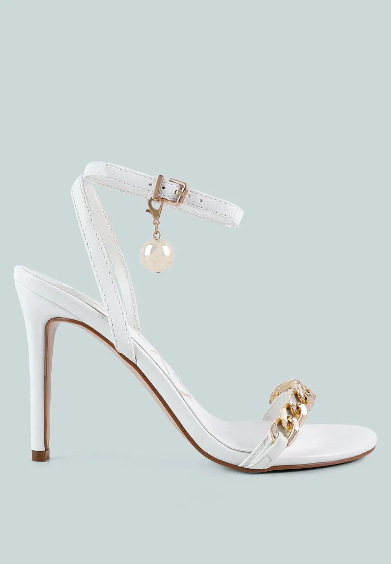 mooning high heeled metal chain strap sandals