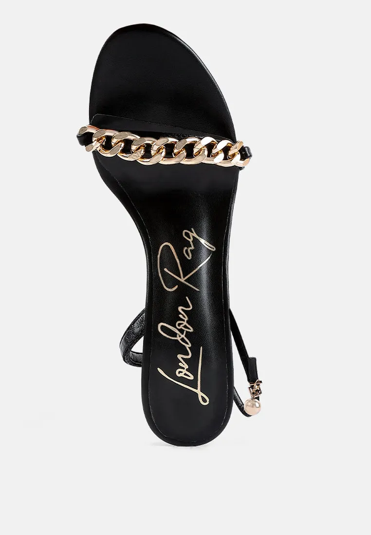 mooning high heeled metal chain strap sandals