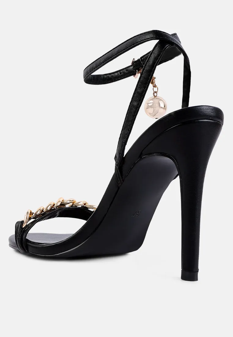 mooning high heeled metal chain strap sandals
