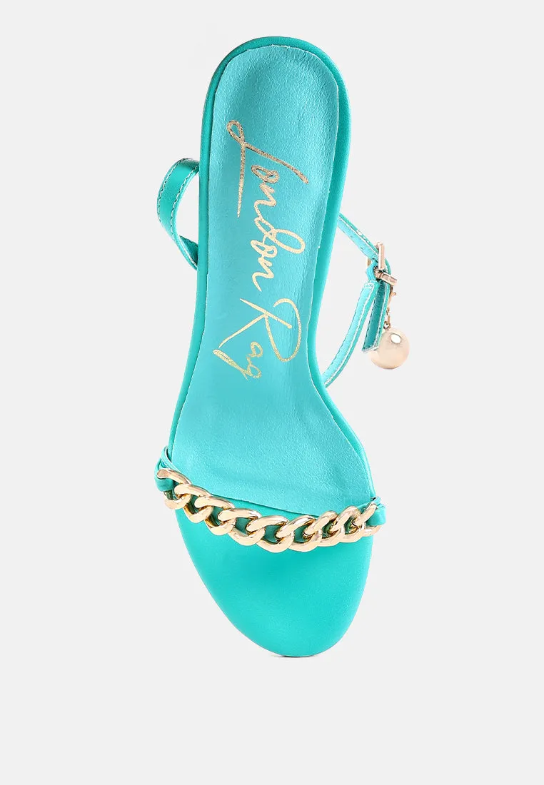 mooning high heeled metal chain strap sandals