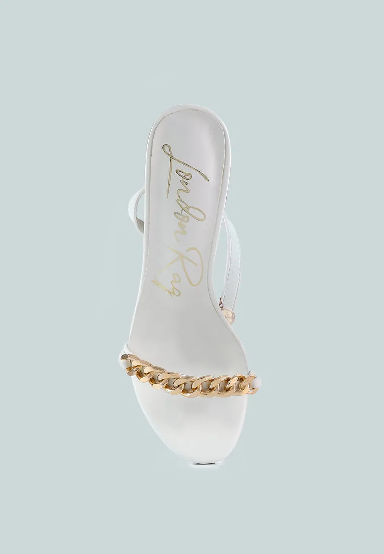 mooning high heeled metal chain strap sandals