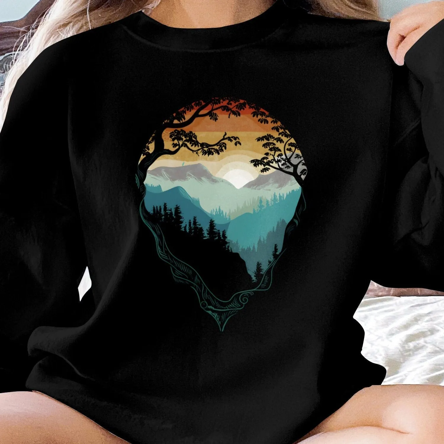 Nature Inspired T-Shirt, Outdoor Adventure Graphic Tee, Unisex Wilderness Hiking Shirt, Tree Mountain Sweatshirt