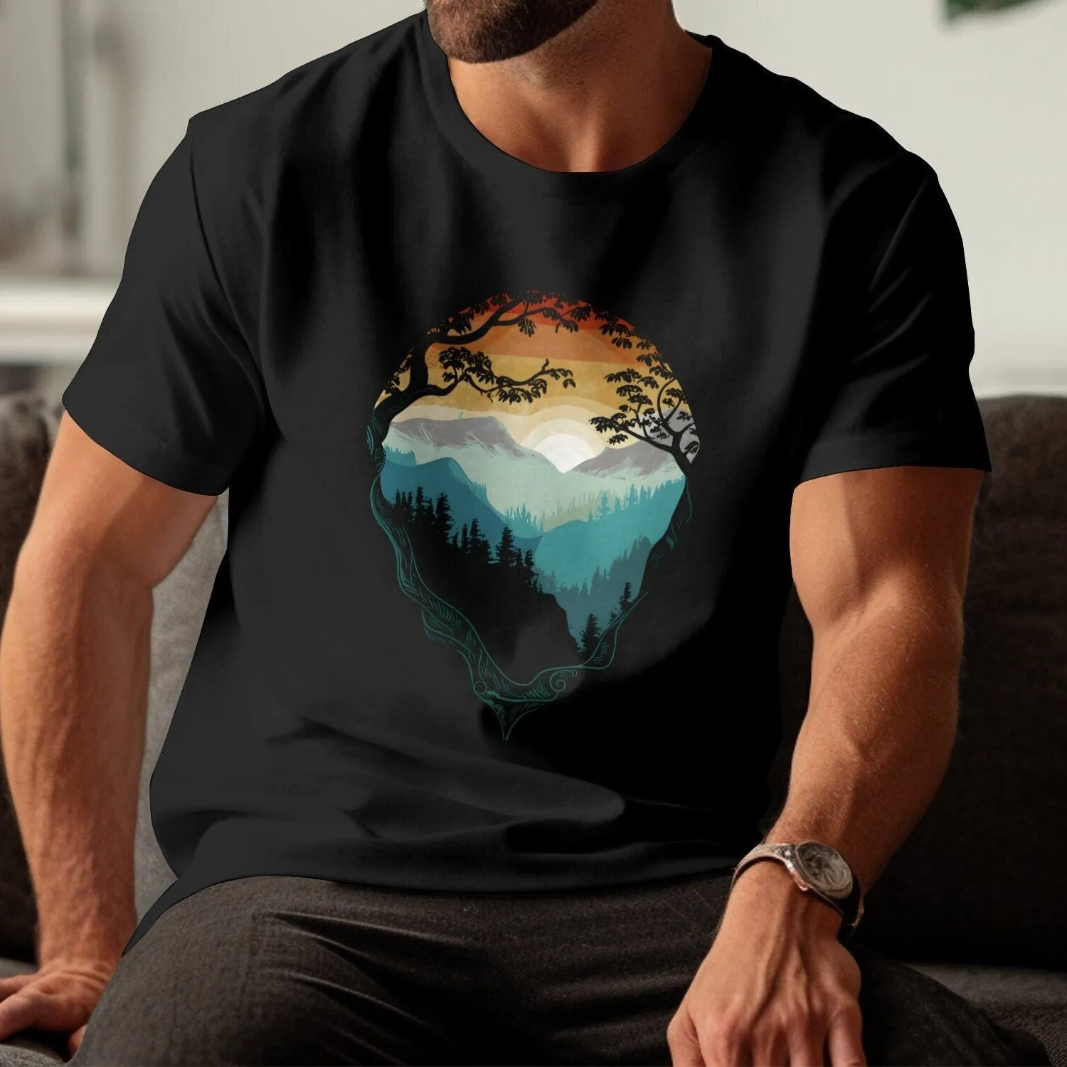 Nature Inspired T-Shirt, Outdoor Adventure Graphic Tee, Unisex Wilderness Hiking Shirt, Tree Mountain Sweatshirt