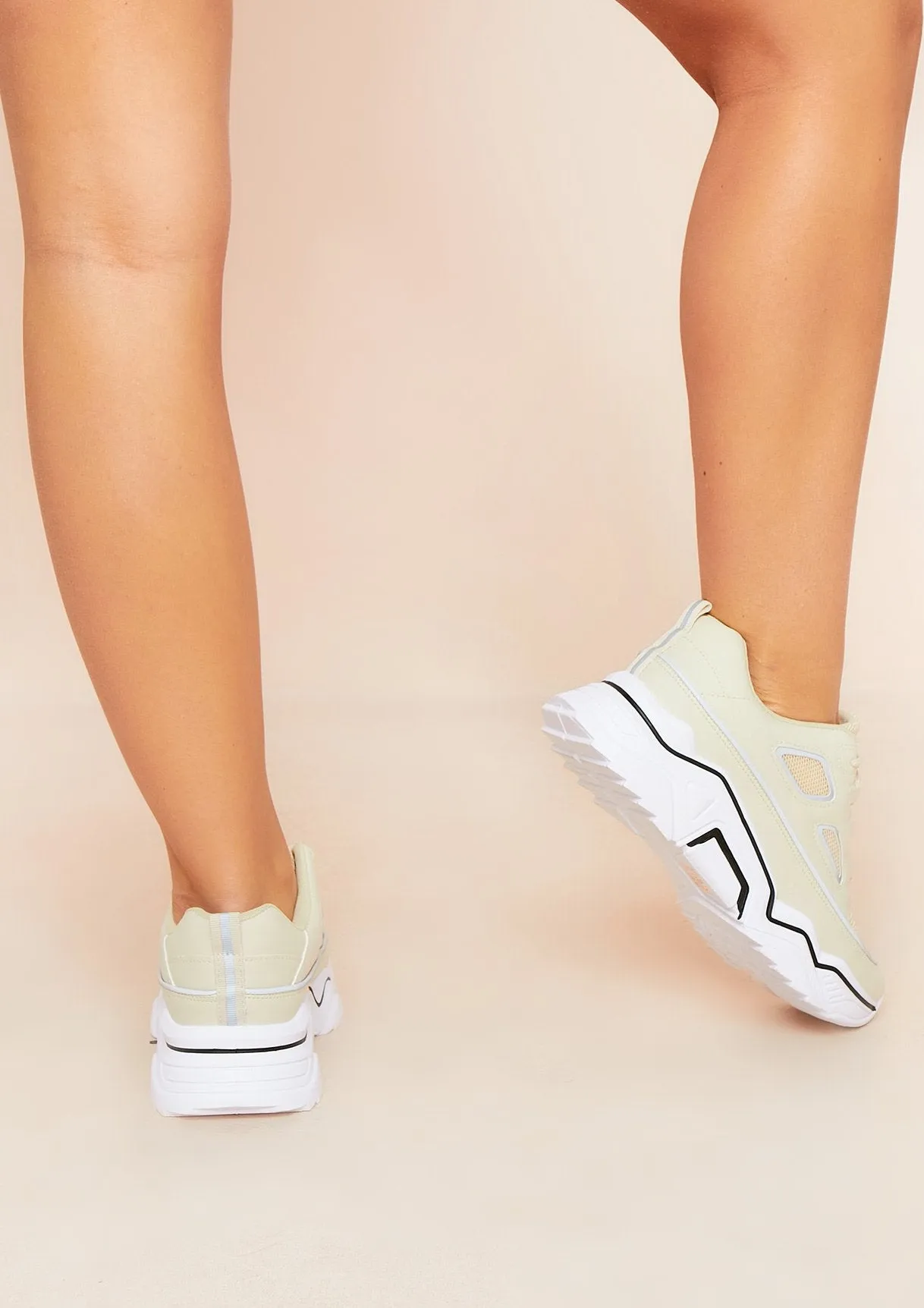 Nikki Beige Panel Chunky Trainers
