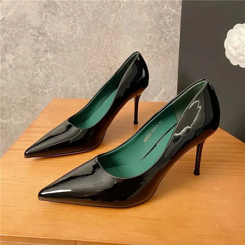 Nude Patent Leather High Heels
