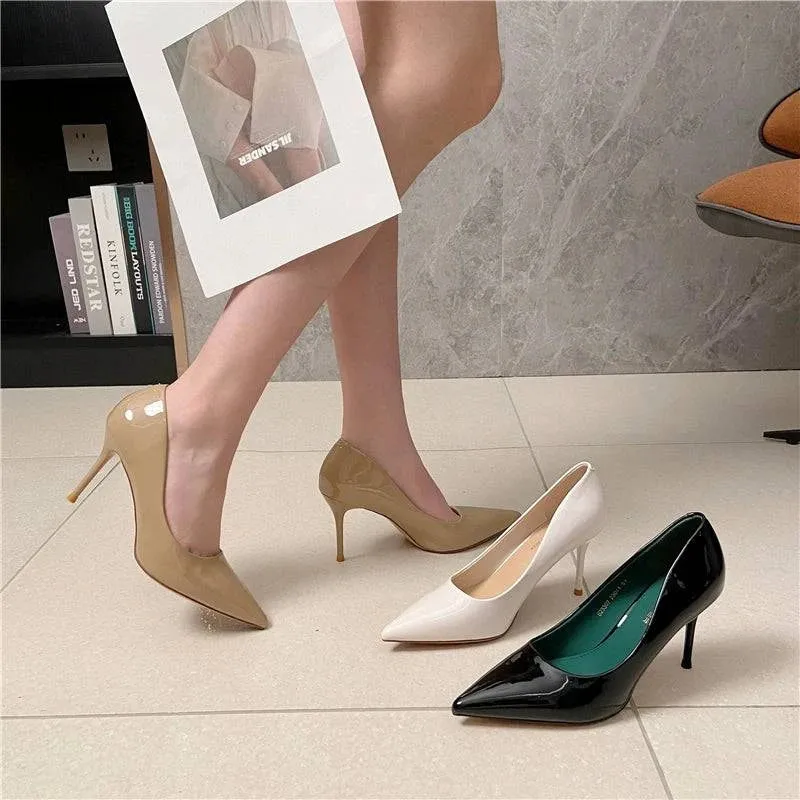 Nude Patent Leather High Heels