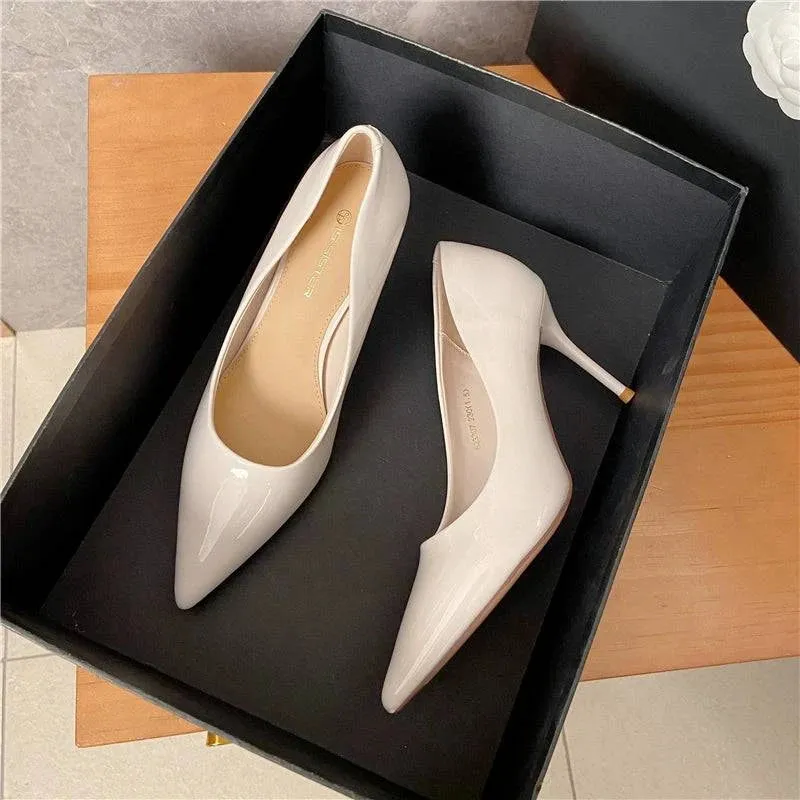 Nude Patent Leather High Heels