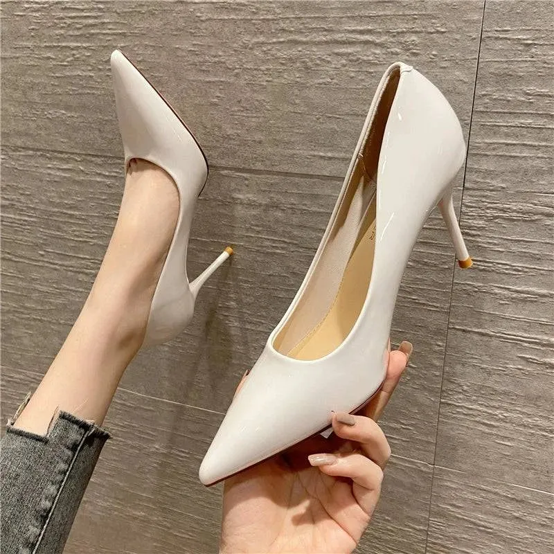 Nude Patent Leather High Heels