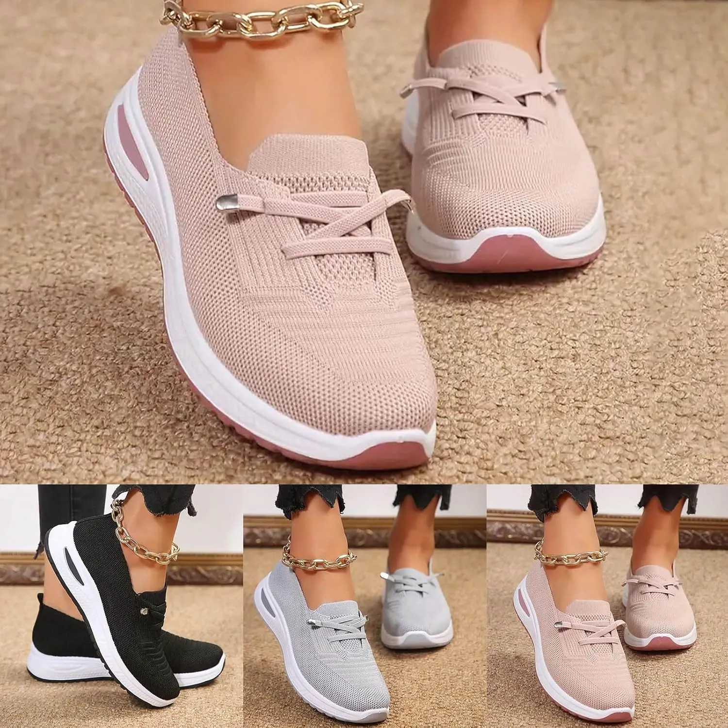Orthopedic Shoes for Women, Womens Slip On Walking Sneakers Breathable Tennis Shoes Comfortable Mesh Non-Slip Shoes