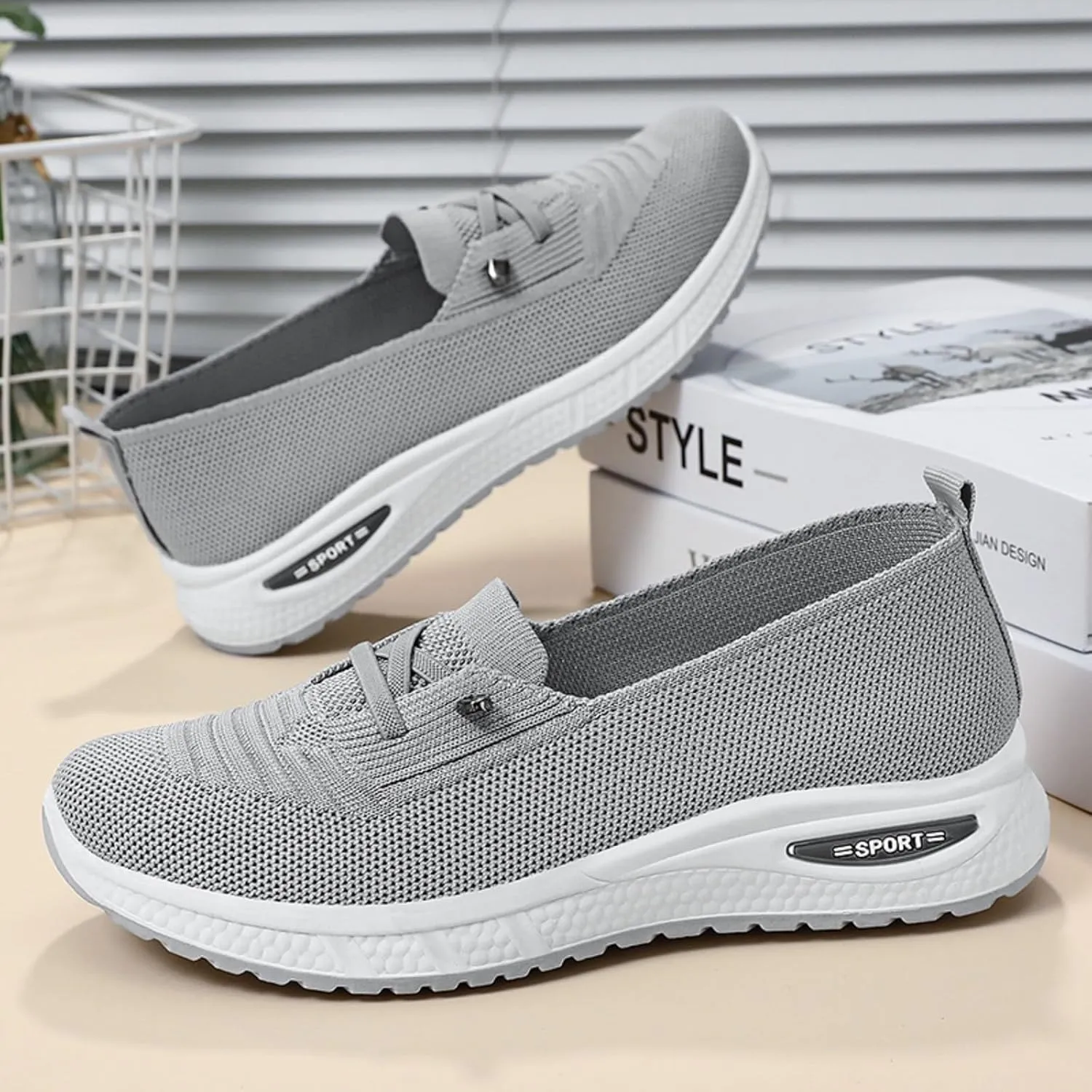 Orthopedic Shoes for Women, Womens Slip On Walking Sneakers Comfortable Mesh Non-Slip Shoes Breathable Tennis Shoes
