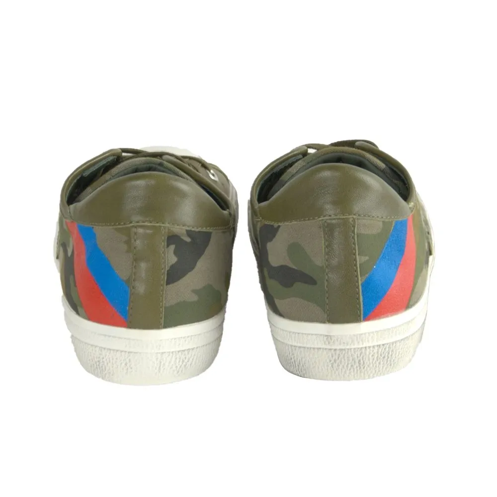 Philippe Model Gare L U Bandes Camou Vert Læder Sneakers