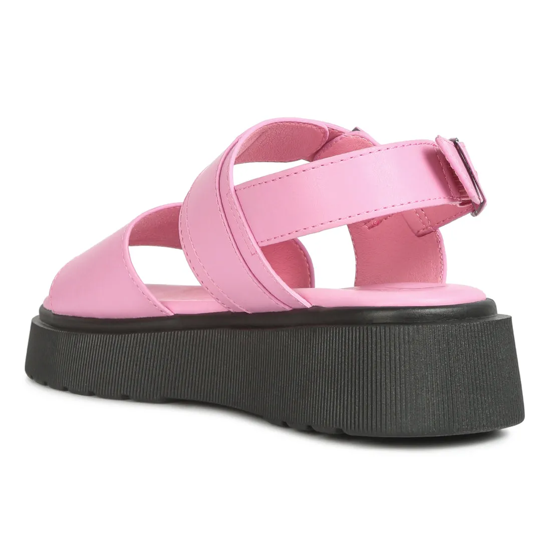 Pin Buckle Platform Sandals