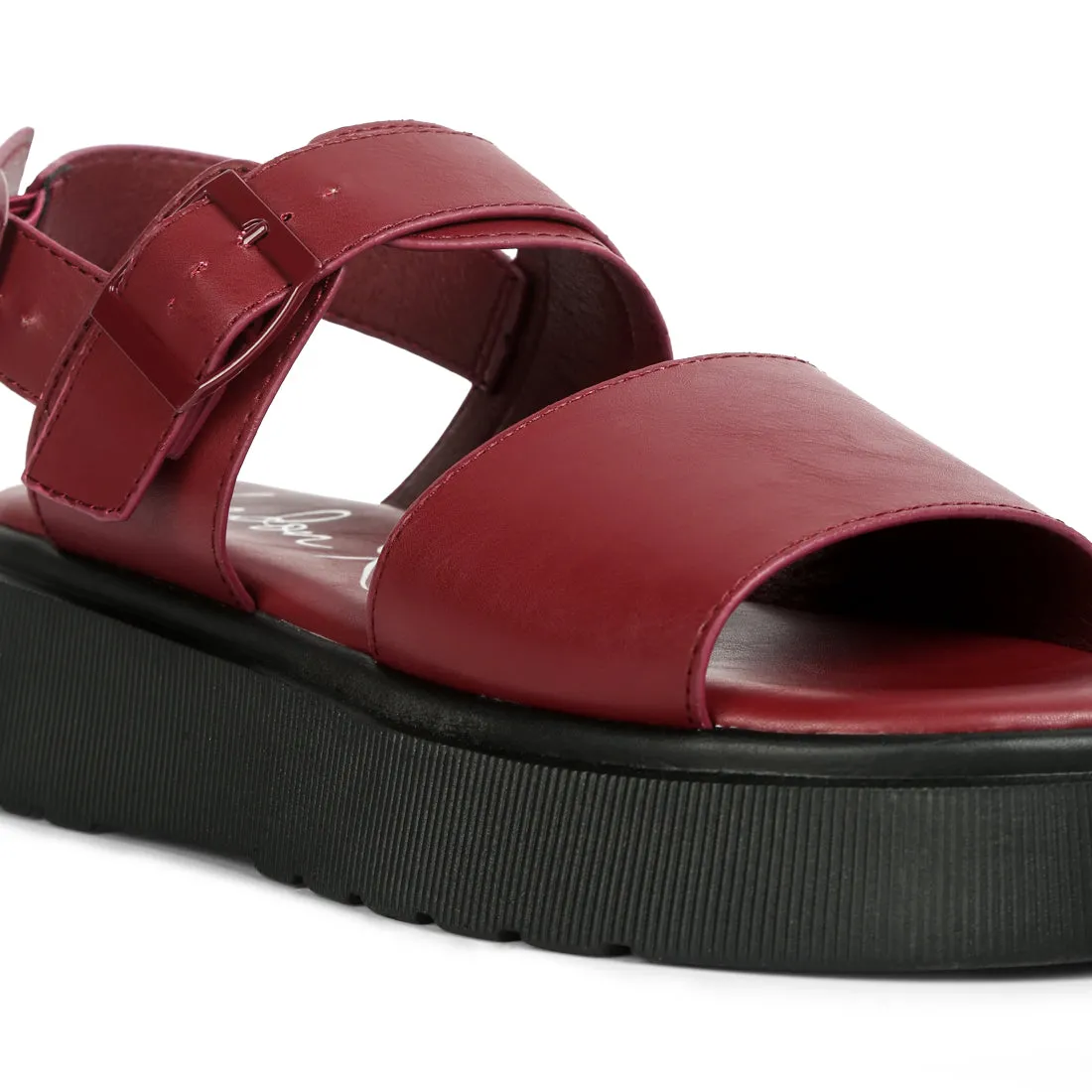 Pin Buckle Platform Sandals
