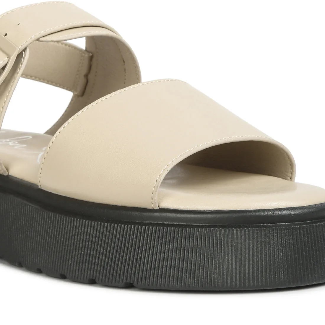 Pin Buckle Platform Sandals