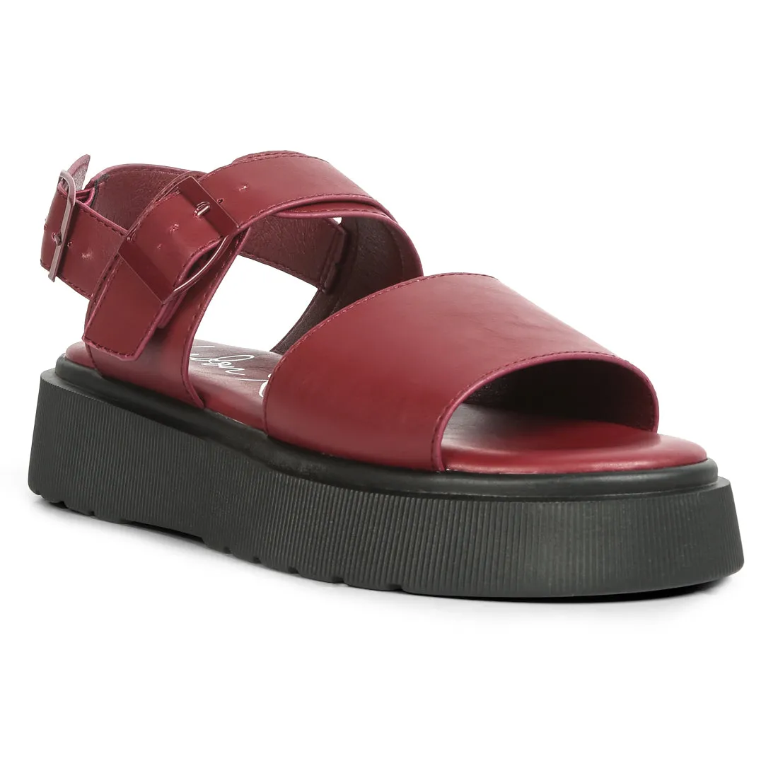 Pin Buckle Platform Sandals