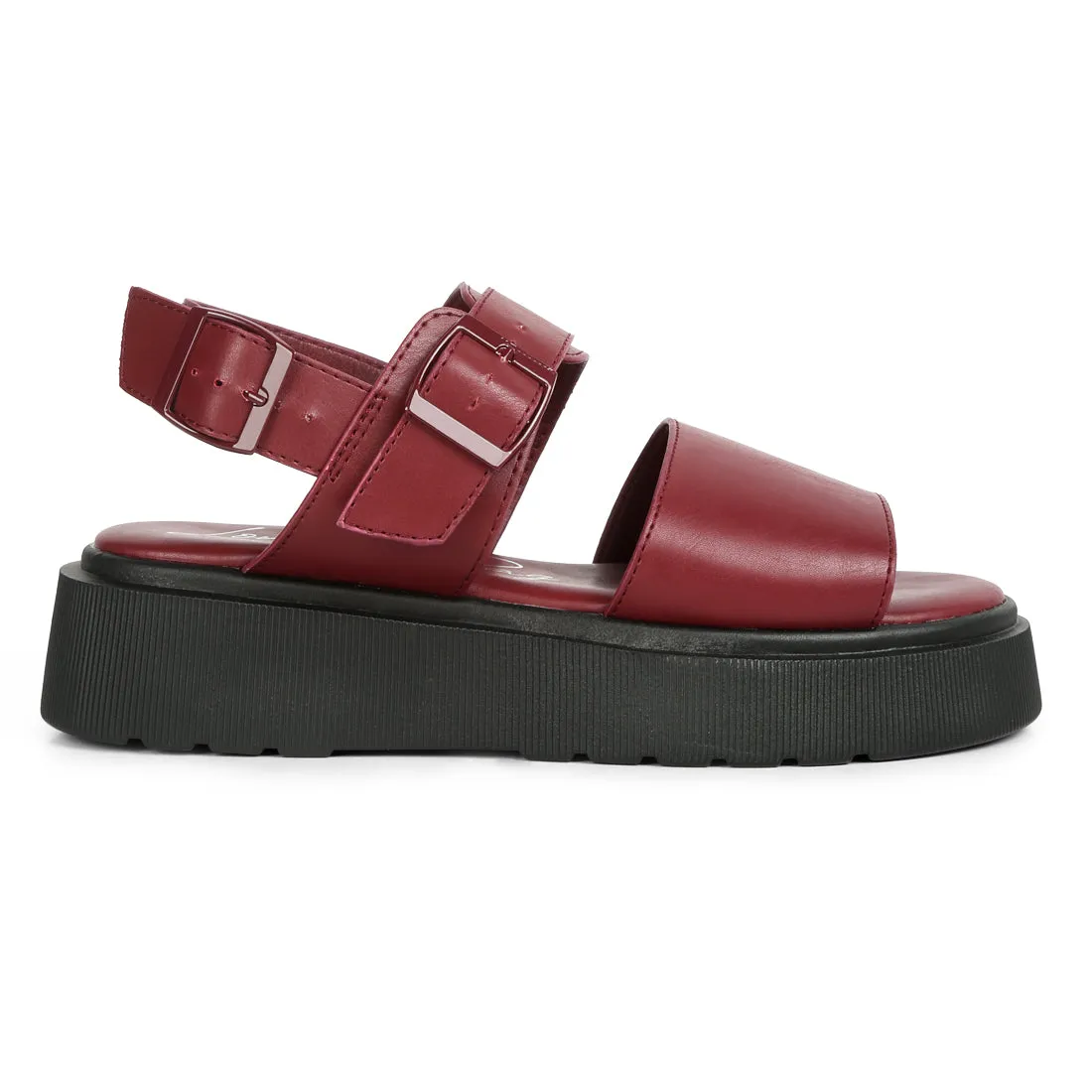 Pin Buckle Platform Sandals