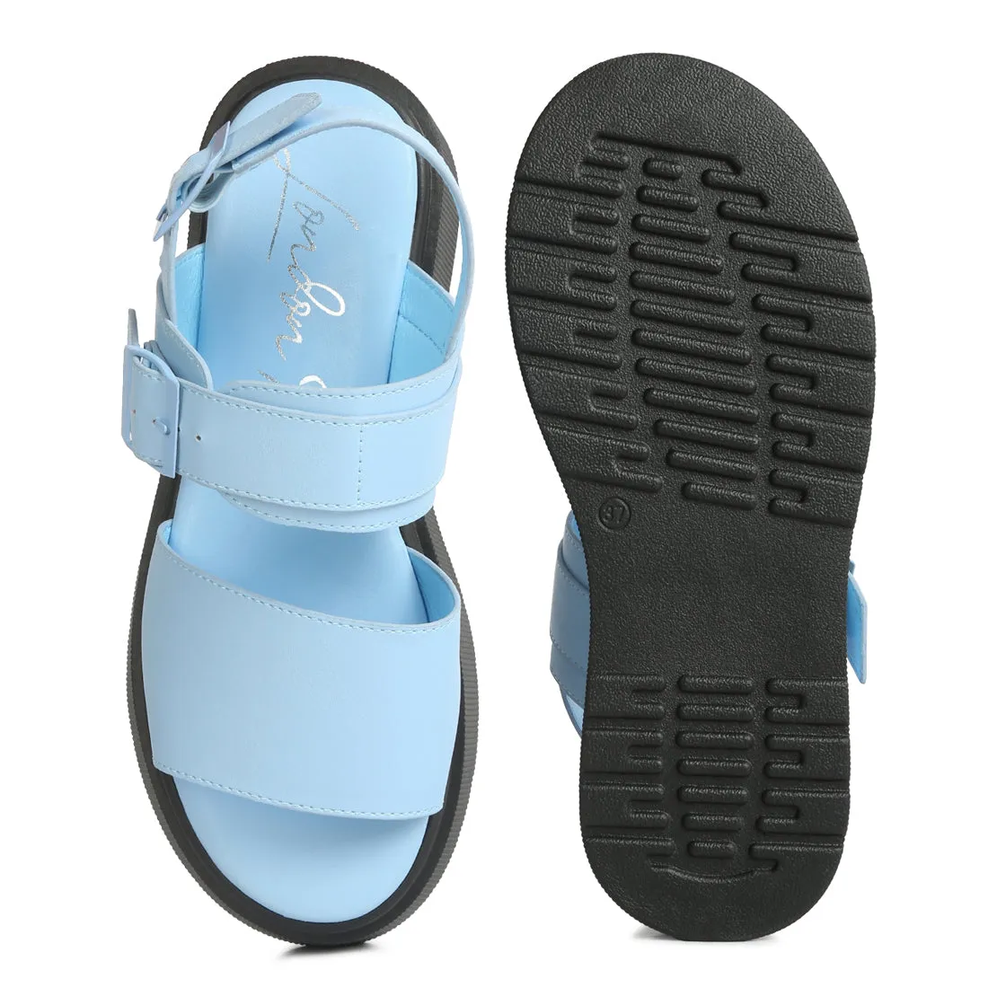 Pin Buckle Platform Sandals