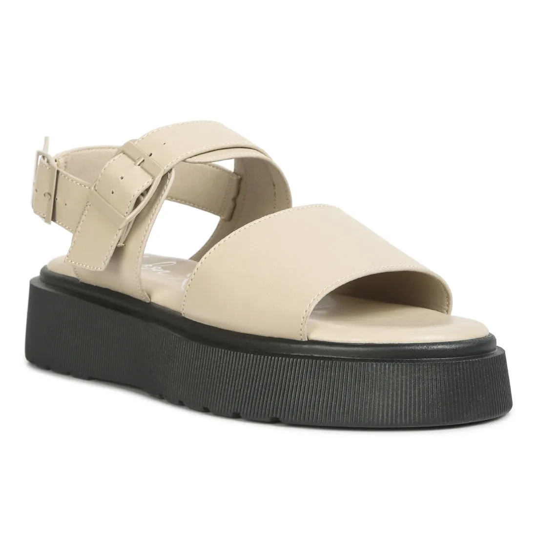 Pin Buckle Platform Sandals