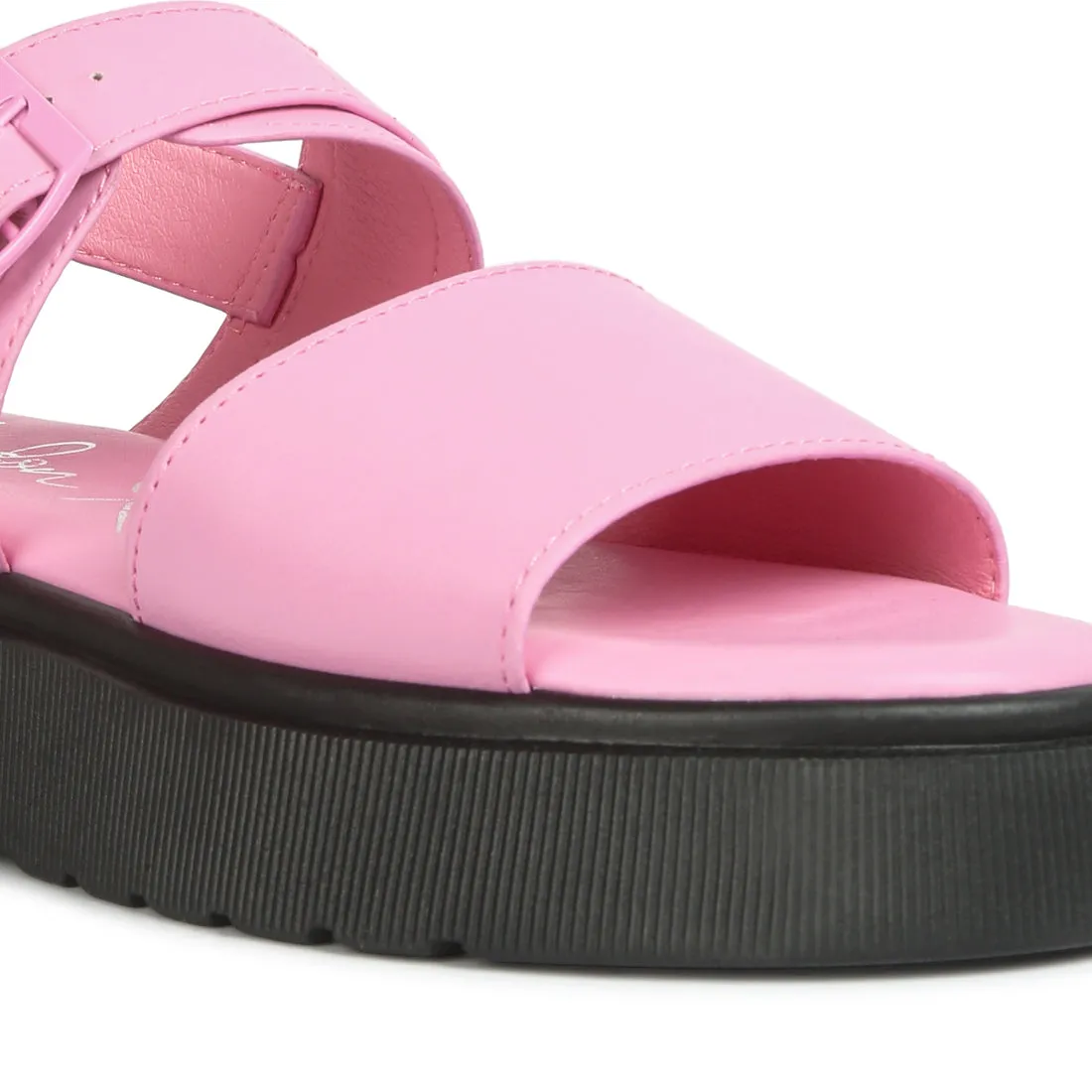 Pin Buckle Platform Sandals