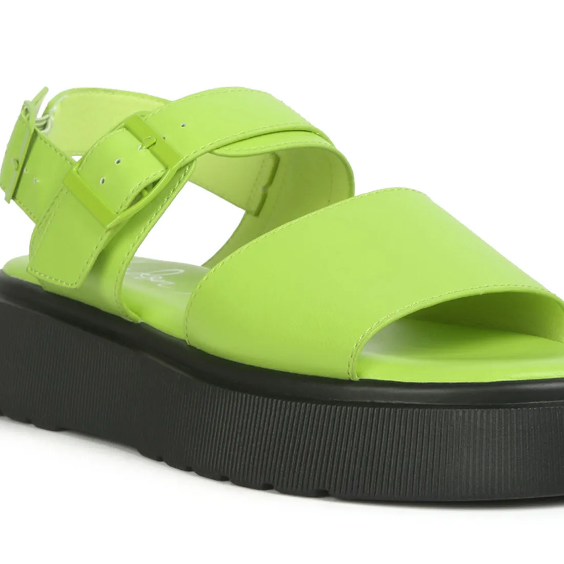 Pin Buckle Platform Sandals
