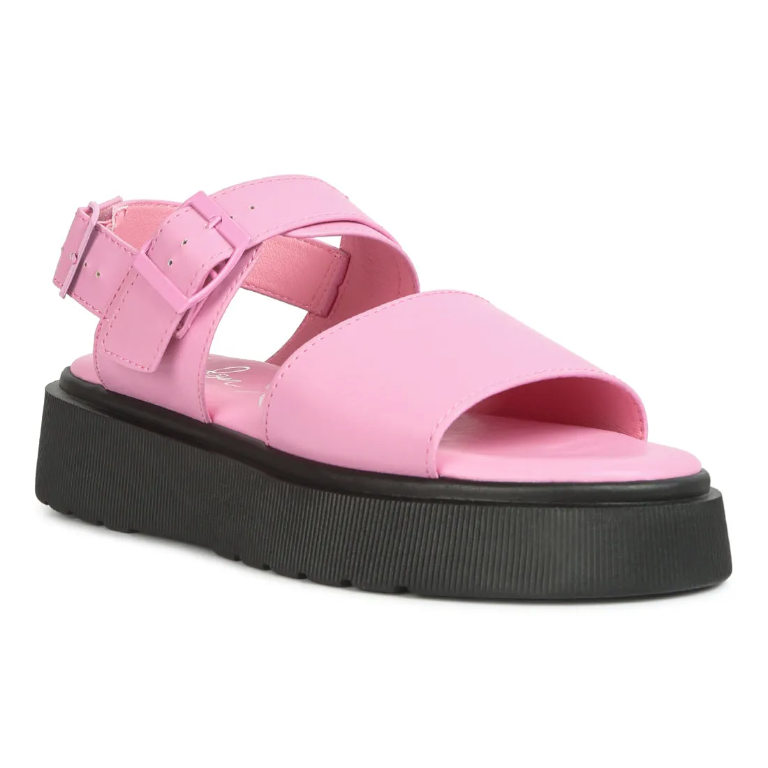 Pin Buckle Platform Sandals