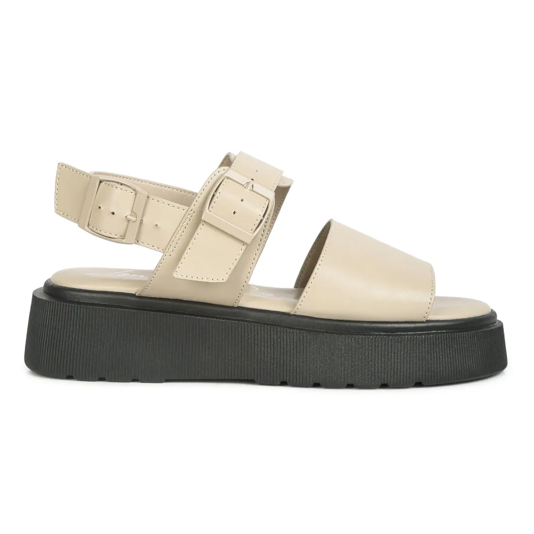 Pin Buckle Platform Sandals