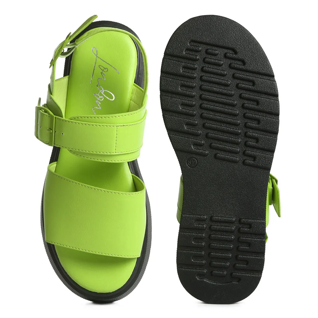 Pin Buckle Platform Sandals