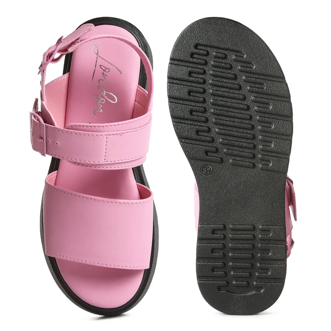 Pin Buckle Platform Sandals
