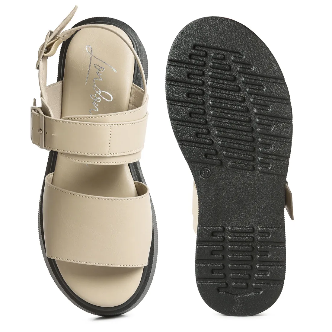 Pin Buckle Platform Sandals