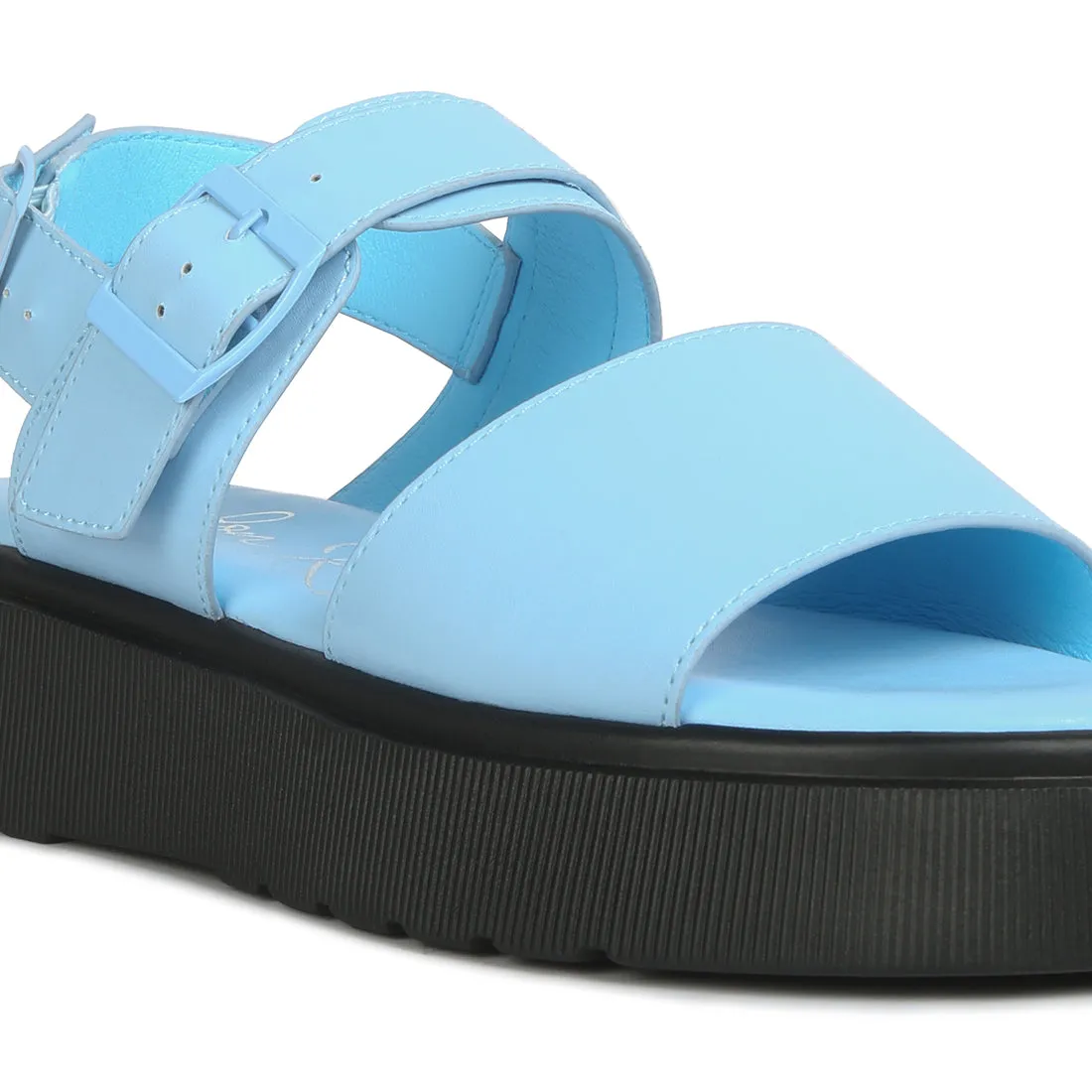 Pin Buckle Platform Sandals