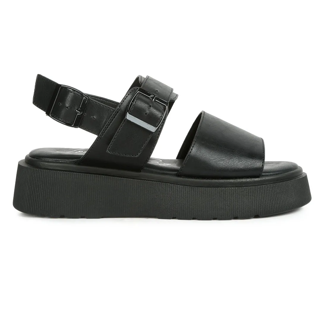 Pin Buckle Platform Sandals