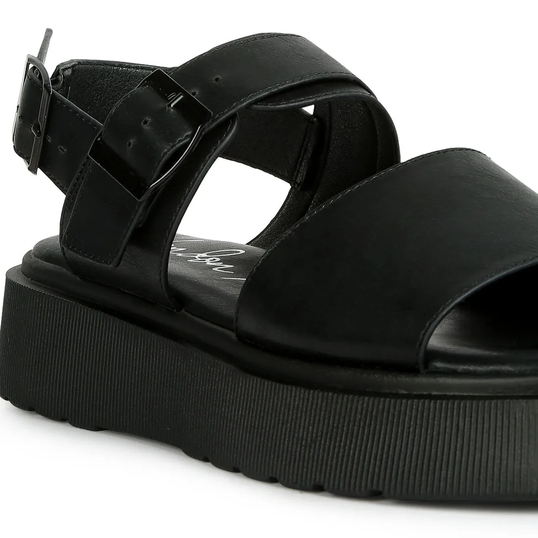 Pin Buckle Platform Sandals