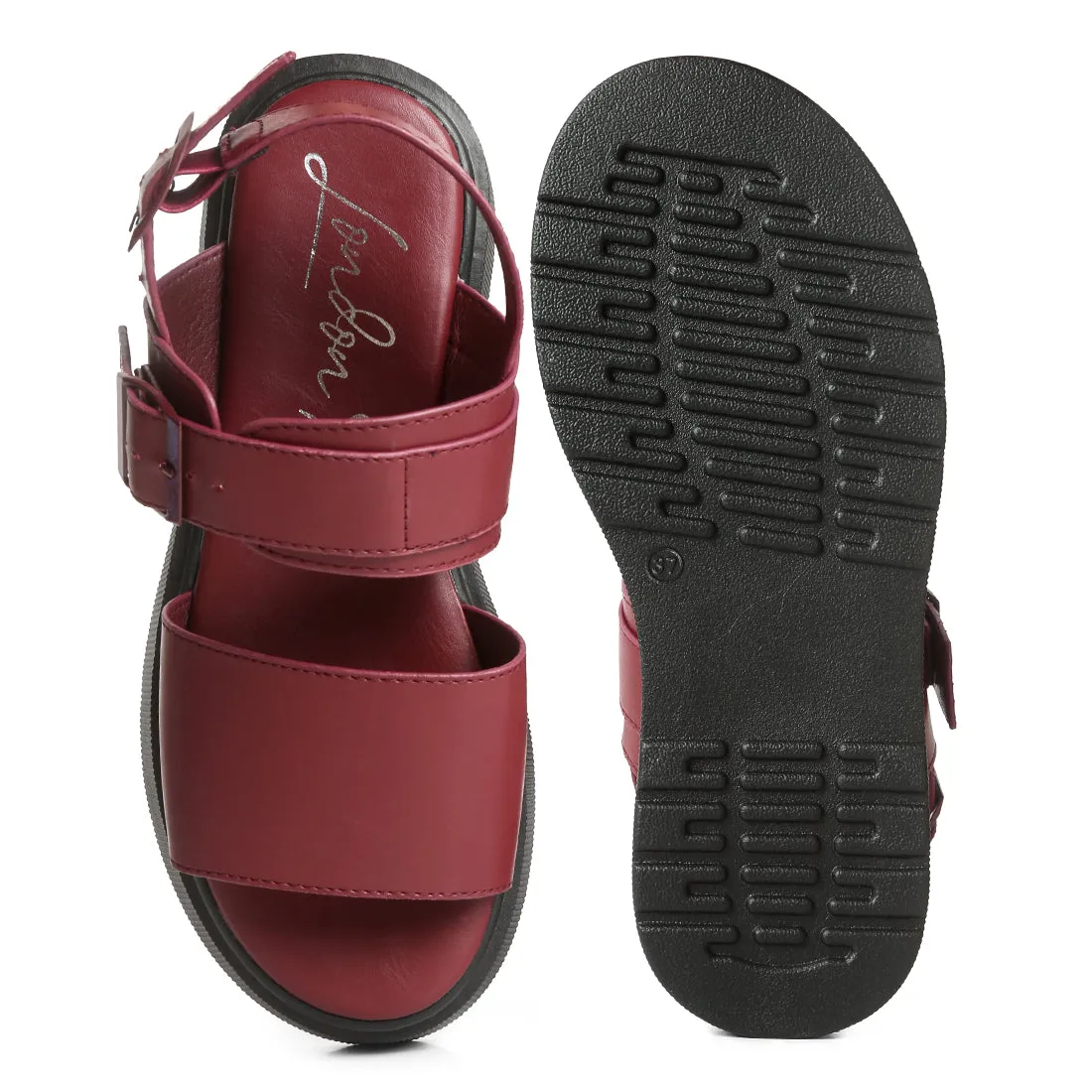 Pin Buckle Platform Sandals