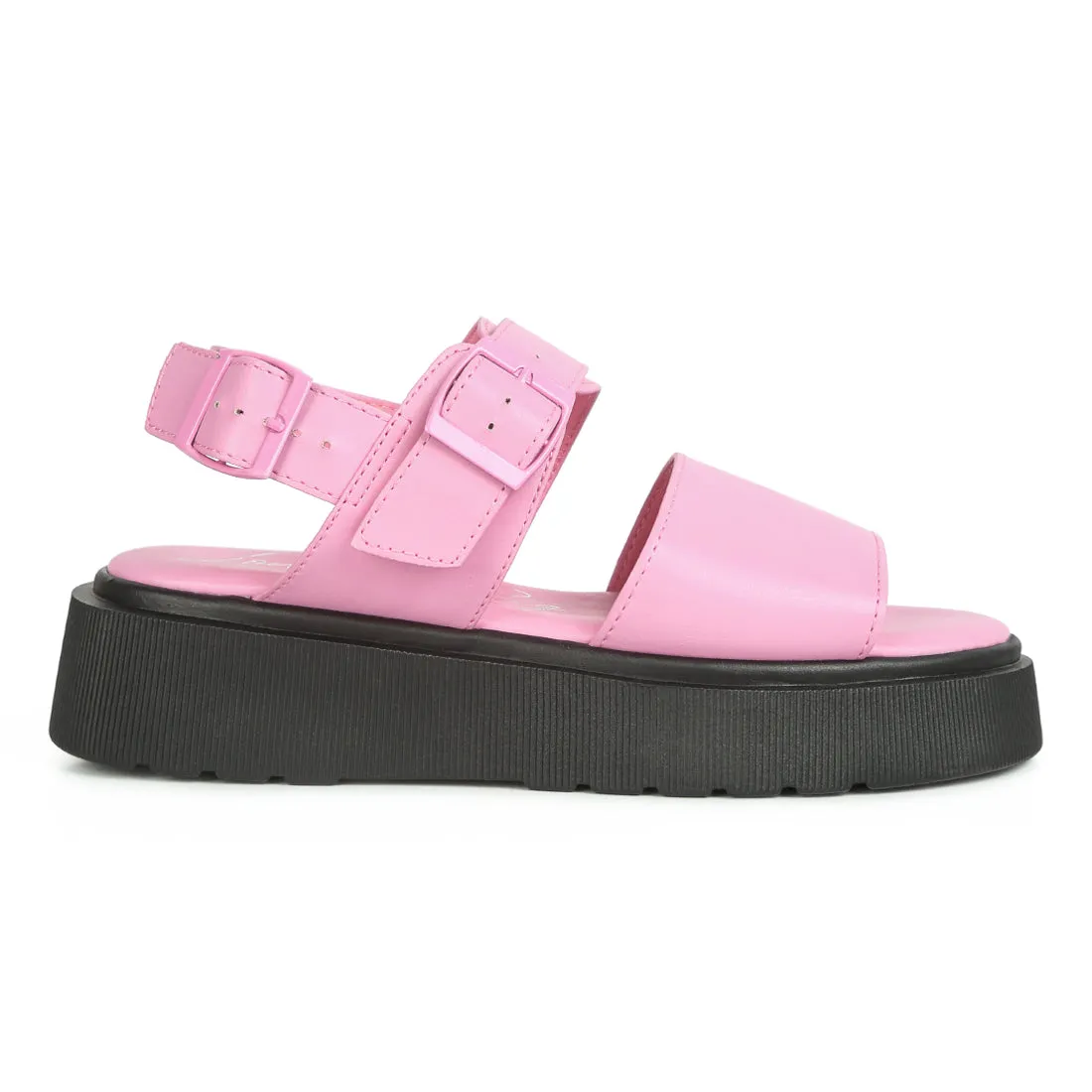Pin Buckle Platform Sandals