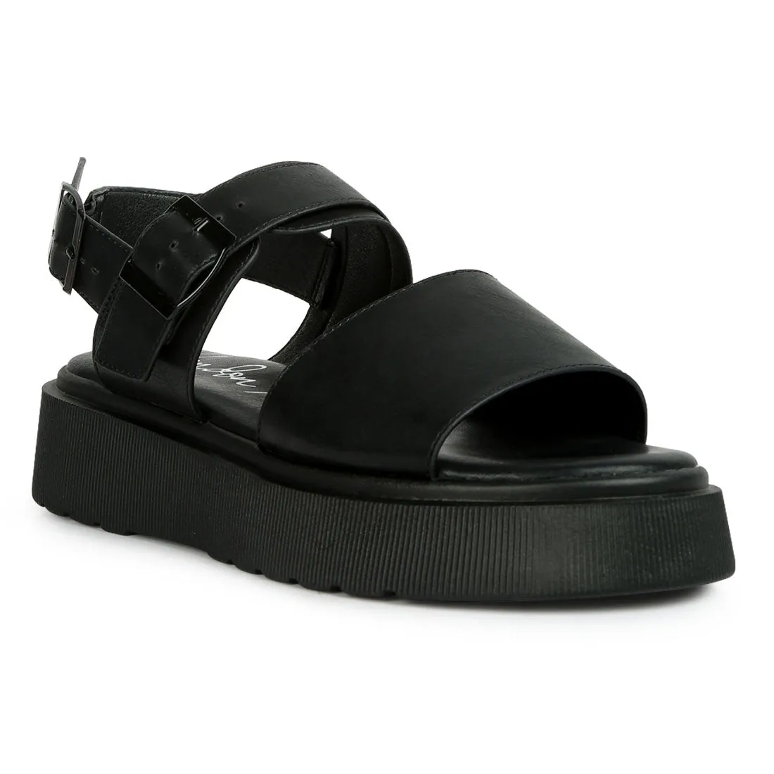 Pin Buckle Platform Sandals