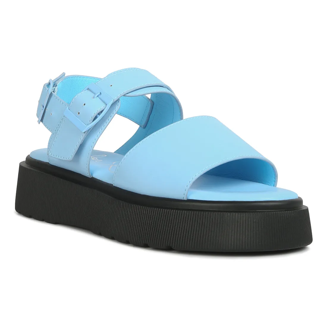 Pin Buckle Platform Sandals