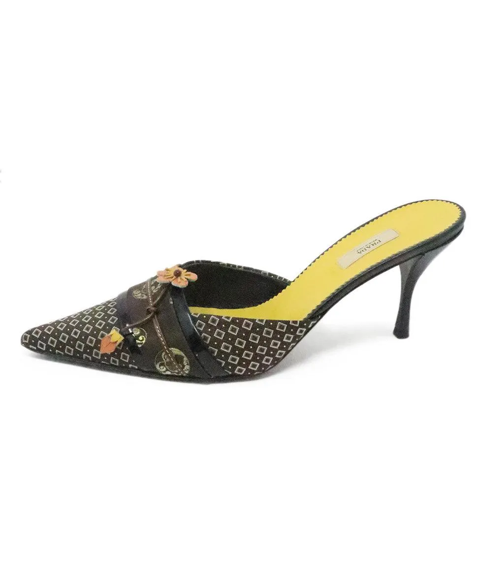 Prada Brown Print Heeled Mules sz 10