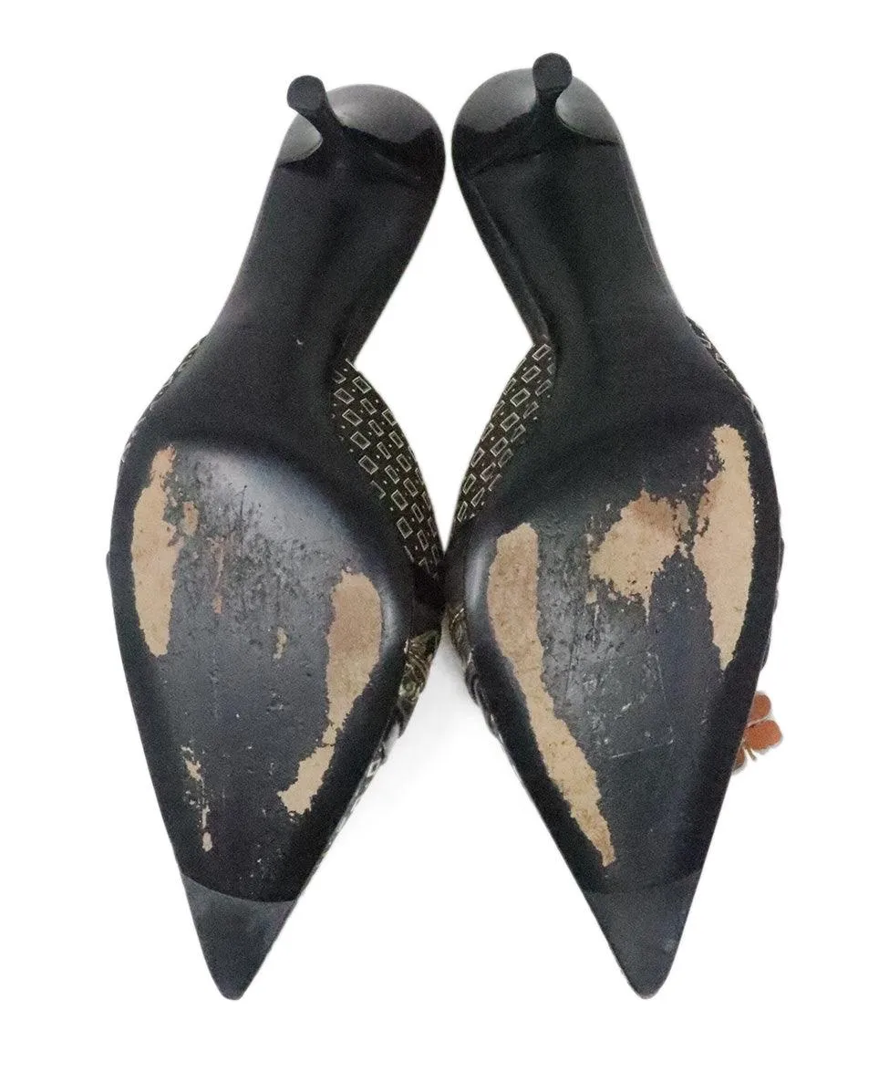 Prada Brown Print Heeled Mules sz 10