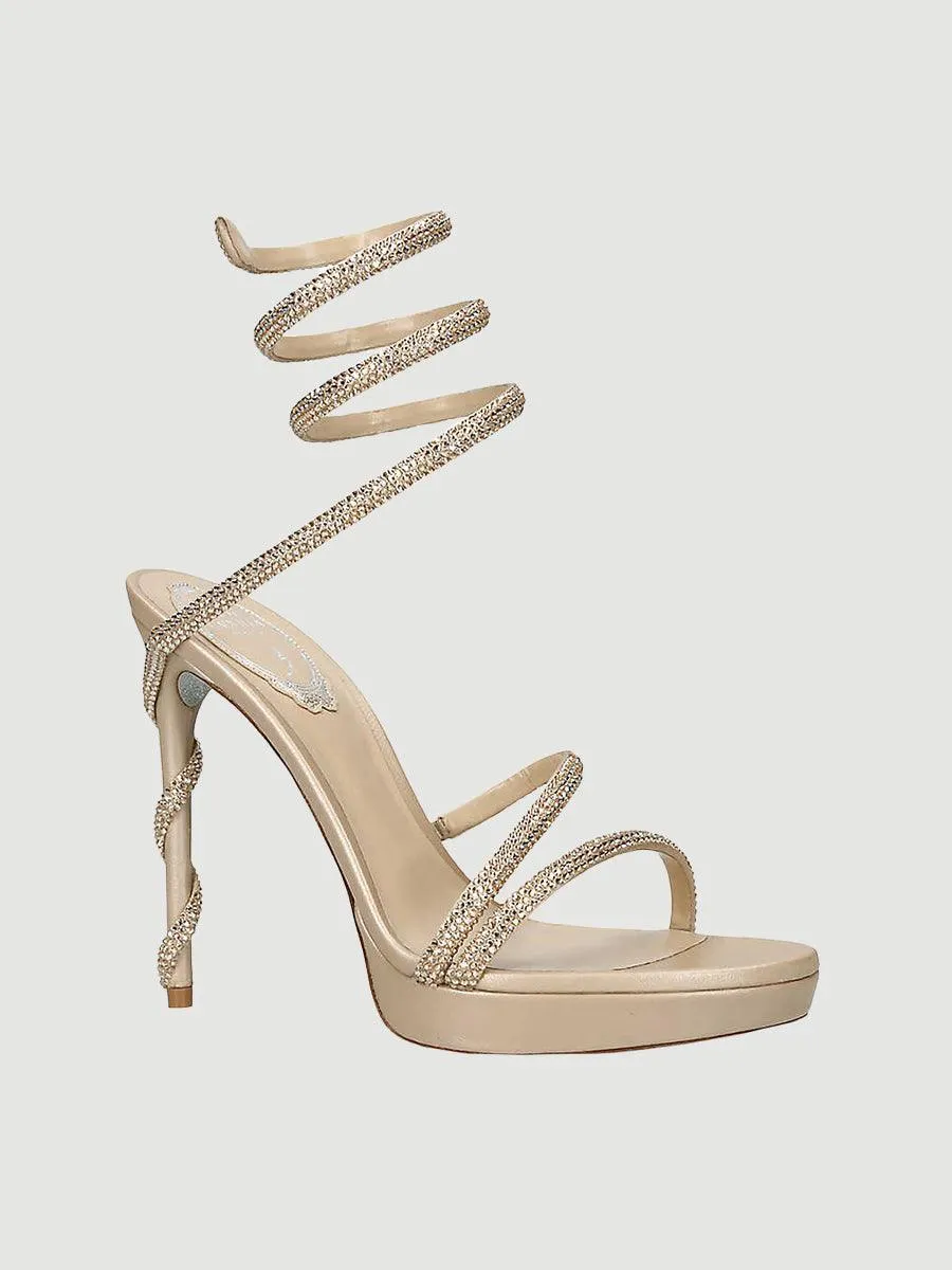 Rhinestone Snake Wrap Open-toe High Heels MHE1077