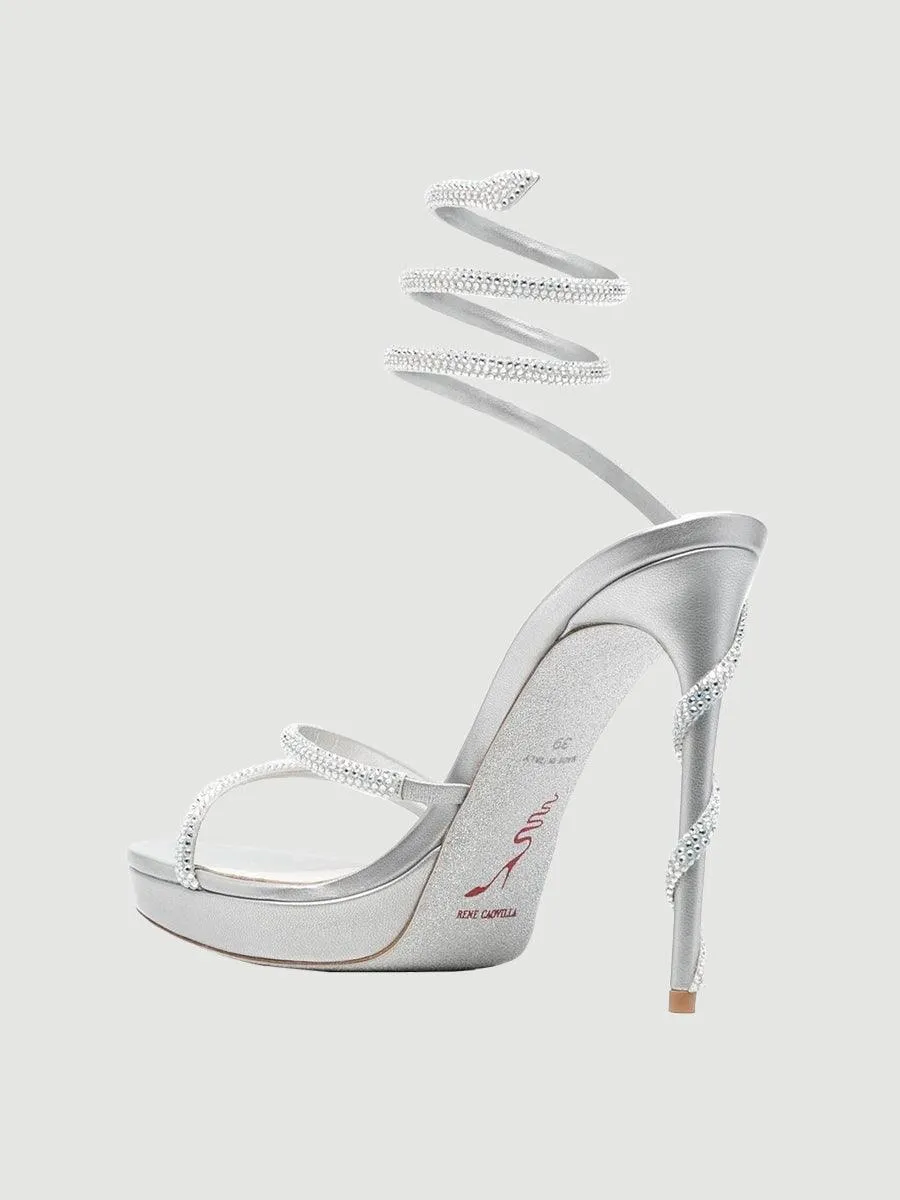Rhinestone Snake Wrap Open-toe High Heels MHE1077