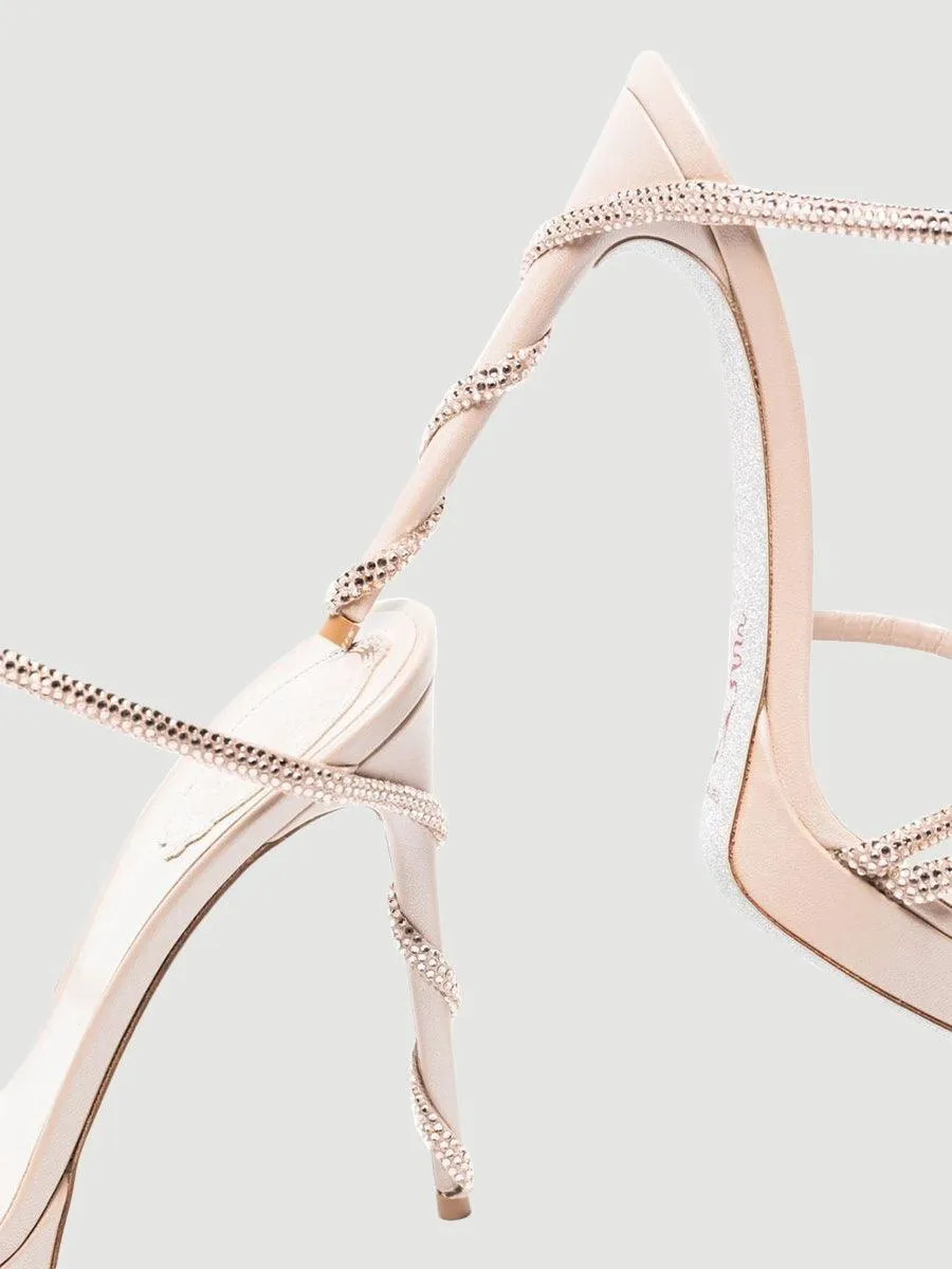 Rhinestone Snake Wrap Open-toe High Heels MHE1077