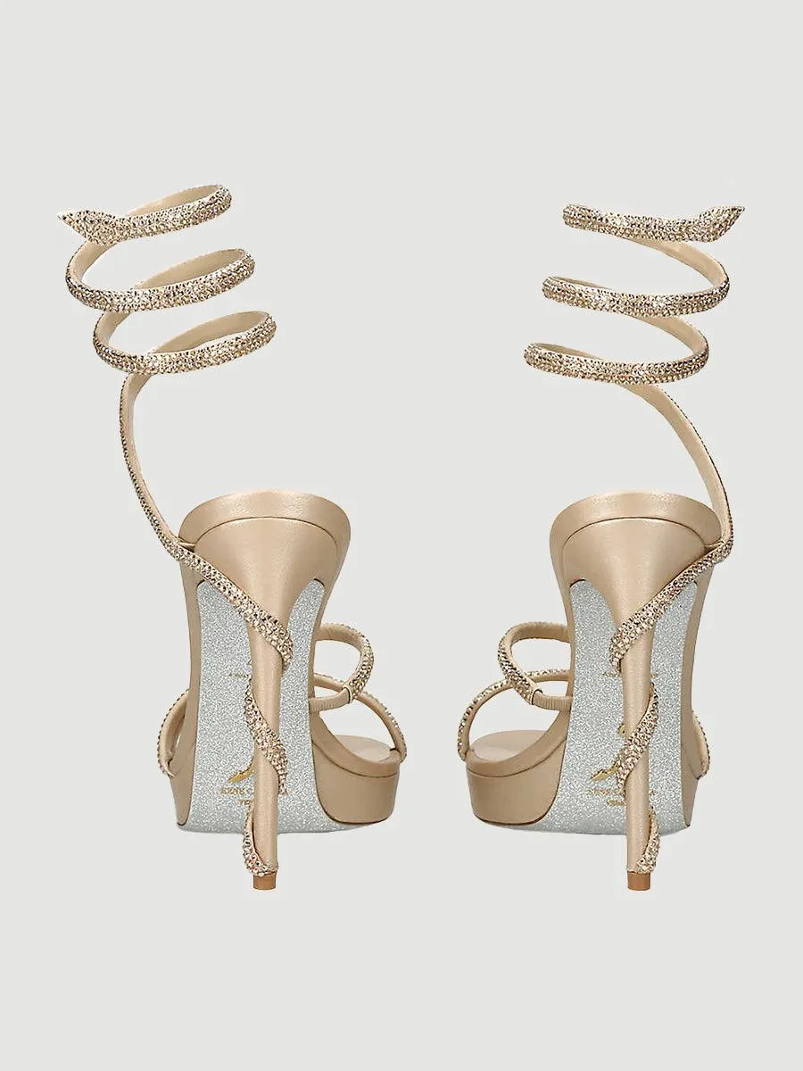 Rhinestone Snake Wrap Open-toe High Heels MHE1077