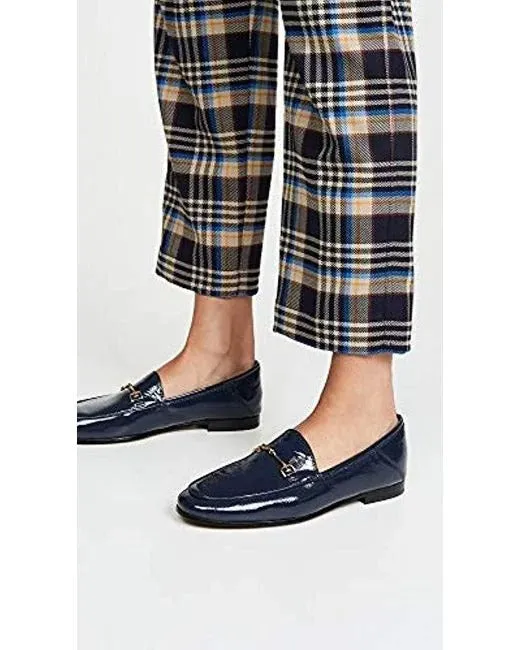 Sam Edelman Lior Navy Patent Leather Bit Loafer Slip On Classic Flat Shoes